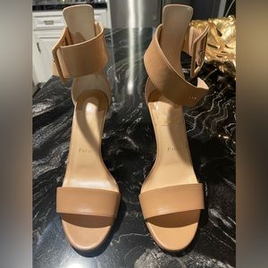 Beautiful Christian Louboutin 3 inch Sandal in Nude color.